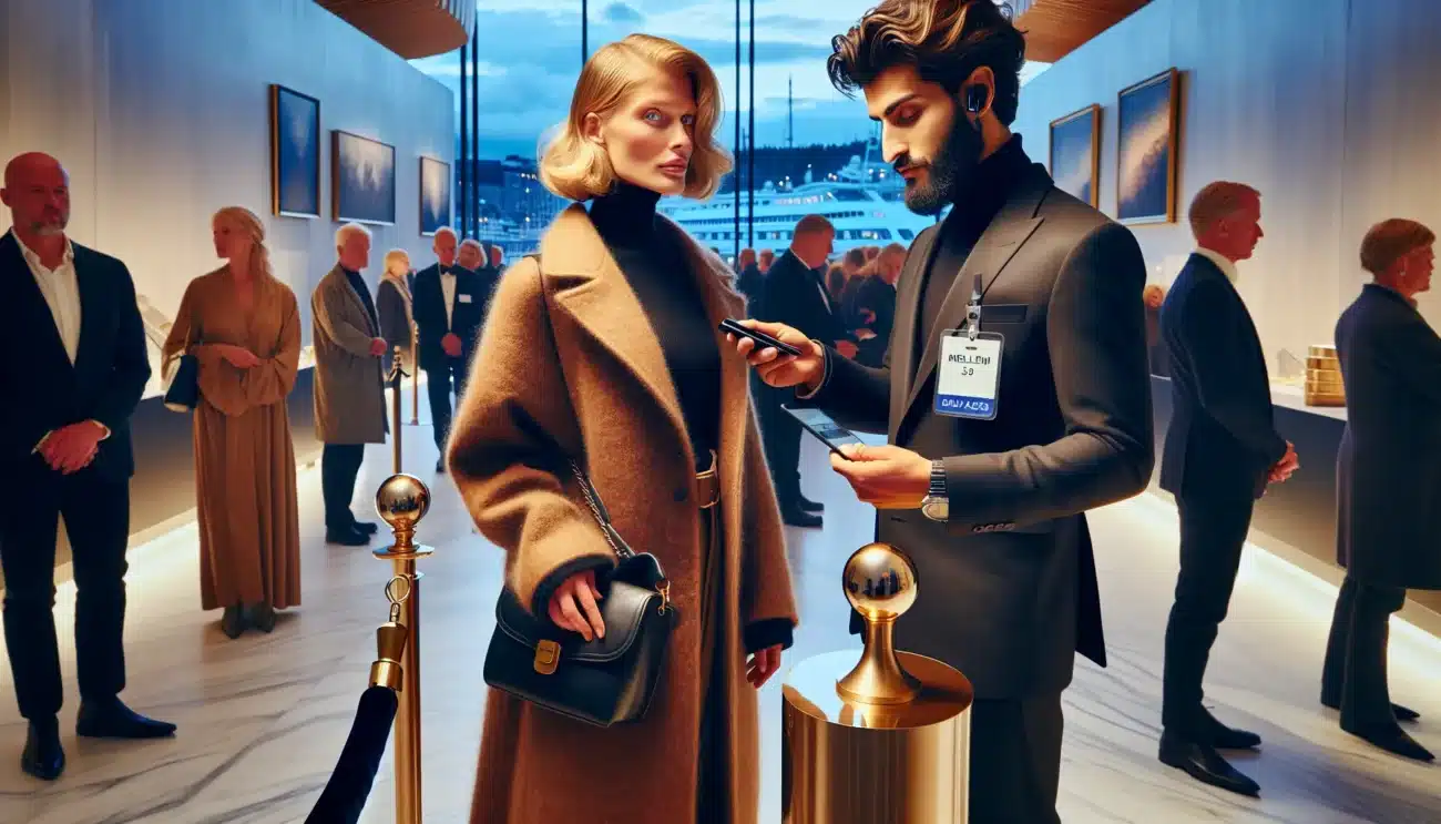 Guests in oslo scan membership passes at a vip event entrance