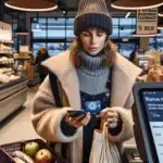 Norwegian shopper using loyalty app and credit card for stacked grocery discounts