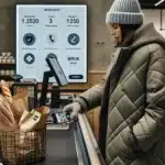 Norwegian shopper using loyalty app at checkout in an oslo store