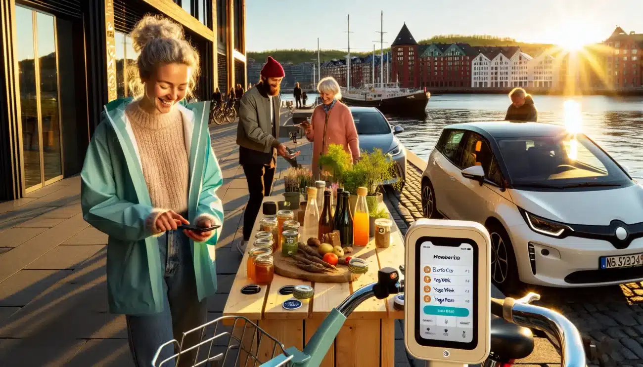 Oslo neighbors use membership based evs bikes local food and makerspace at sunset